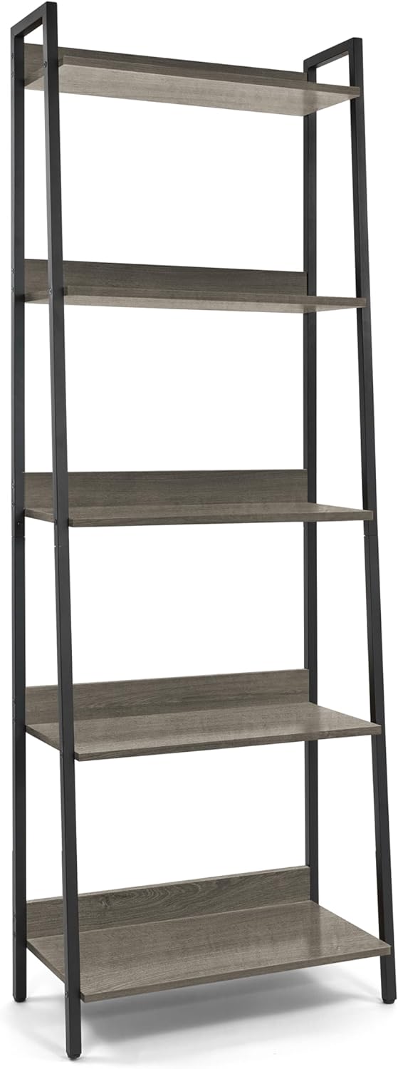 CAPHAUS Estantería con escalera de 5 niveles, estante de pie de 24 pulgadas de ancho, estante de almacenamiento, estantes industriales para libros