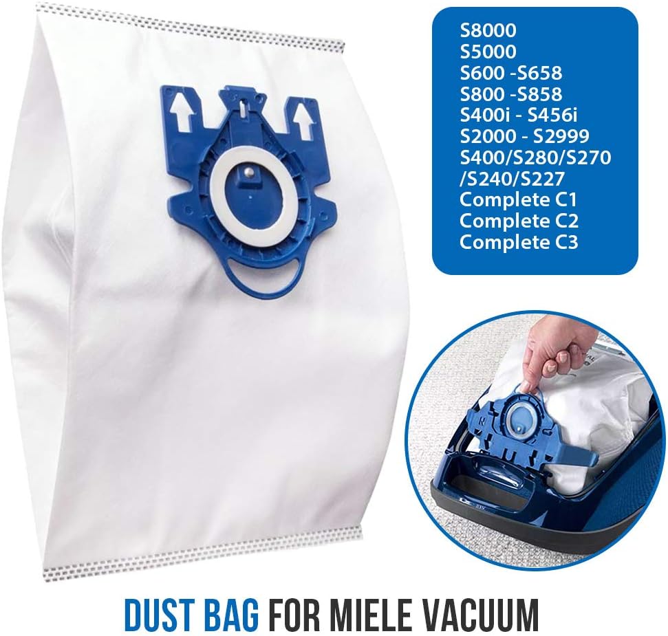 Bolsa de repuesto AirClean 3D Efficiency para bolsas de vacío Miele tipo GN compatible con Miele S2, S5, S8, Classic C1, Complete C2 y Complete C3