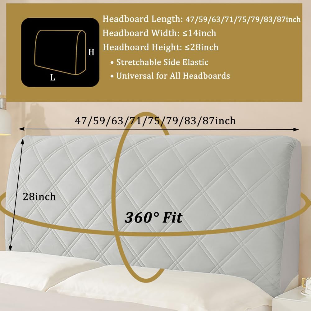 KAYBTNT Funda acolchada gruesa para cabecero, suave y elástica, fundas protectoras universales de felpa corta a prueba de polvo para Queen, King,