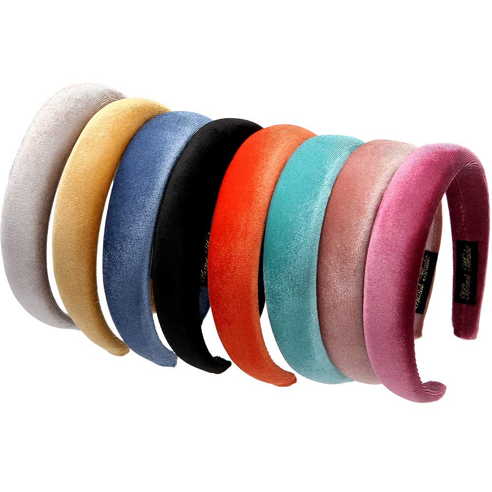 LONEEDY 8 diademas duras, esponja de terciopelo de 1.2 pulgadas, diademas gruesas para el cabello, accesorios para el cabello para mujeres (esponja