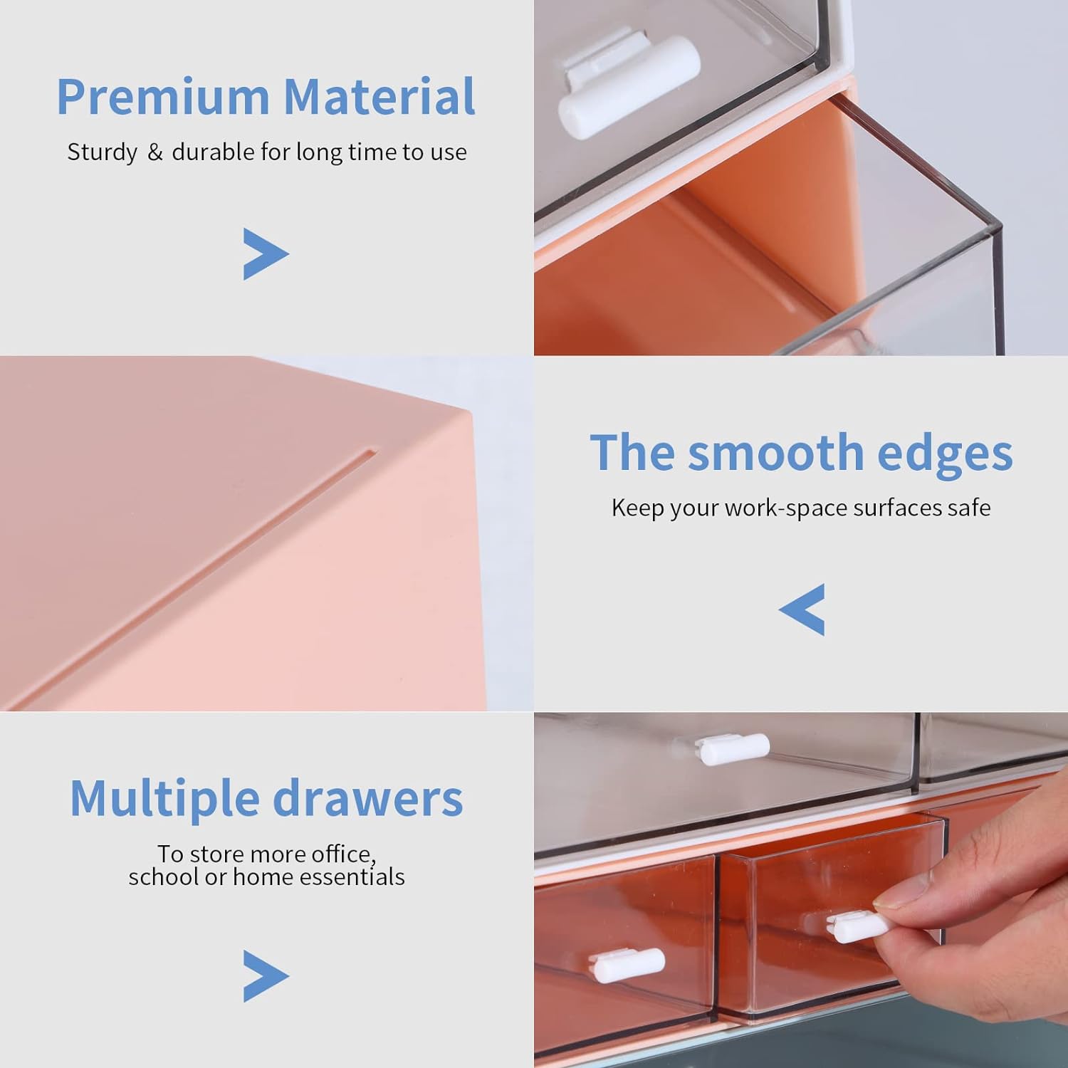 Desk Craft Organizer and Storage with 7 Flat Drawers, Stackable Plastic Desktop Accessories & Workspace Organizer for Office Stationary, Makeup