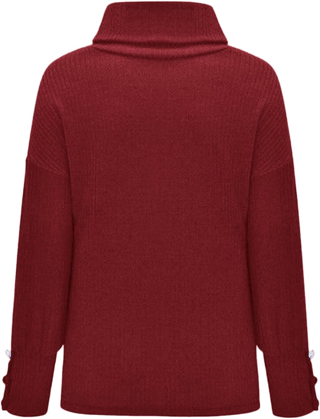Womens 2023 Fall Pullover Sweaters Solid Long Sleeve Turtleneck Knitted Casual Button Oversized Tunic