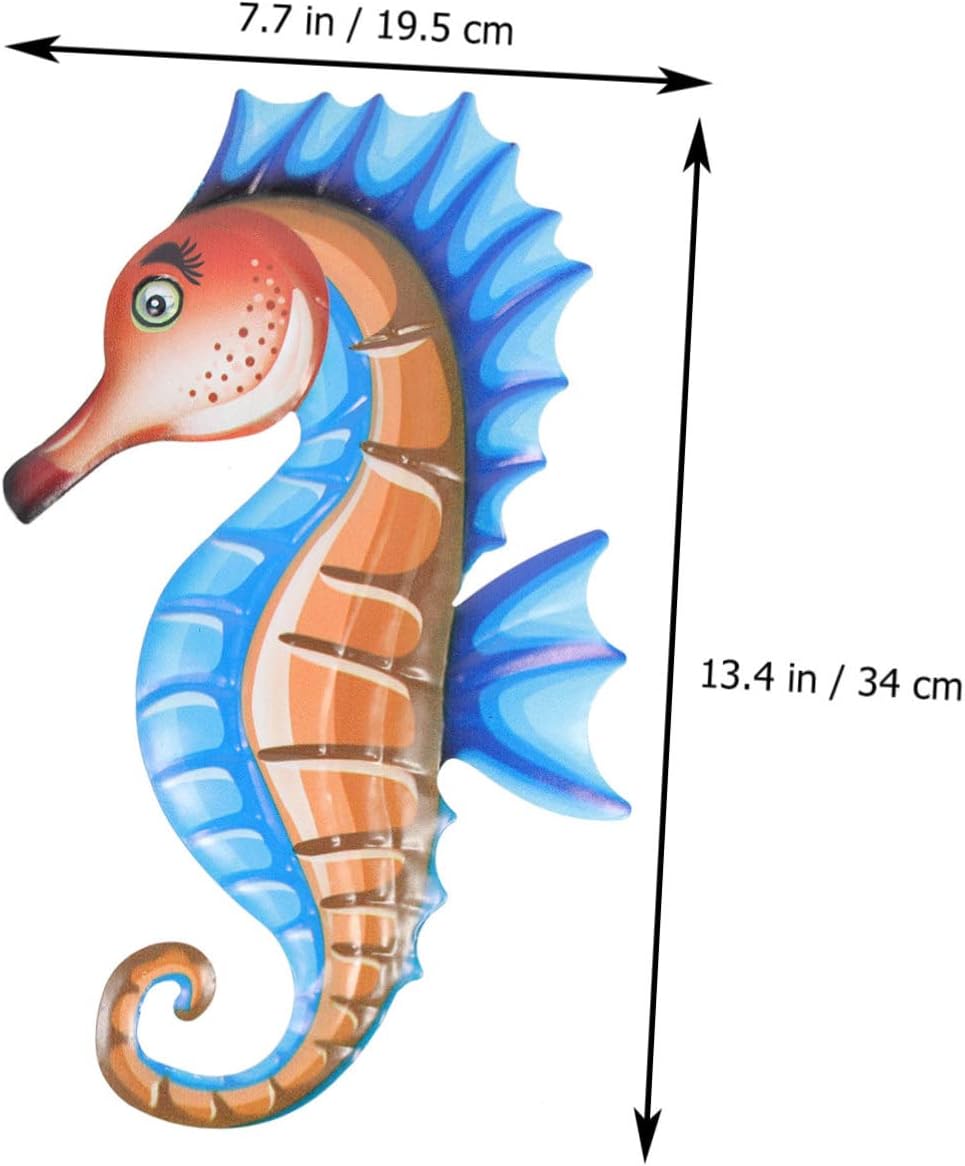 Garneck 4pcs wall hanging sea horse figurine nautical wall sculpture seahorse wall decorations decorative wall art metal household decor Metal Craft