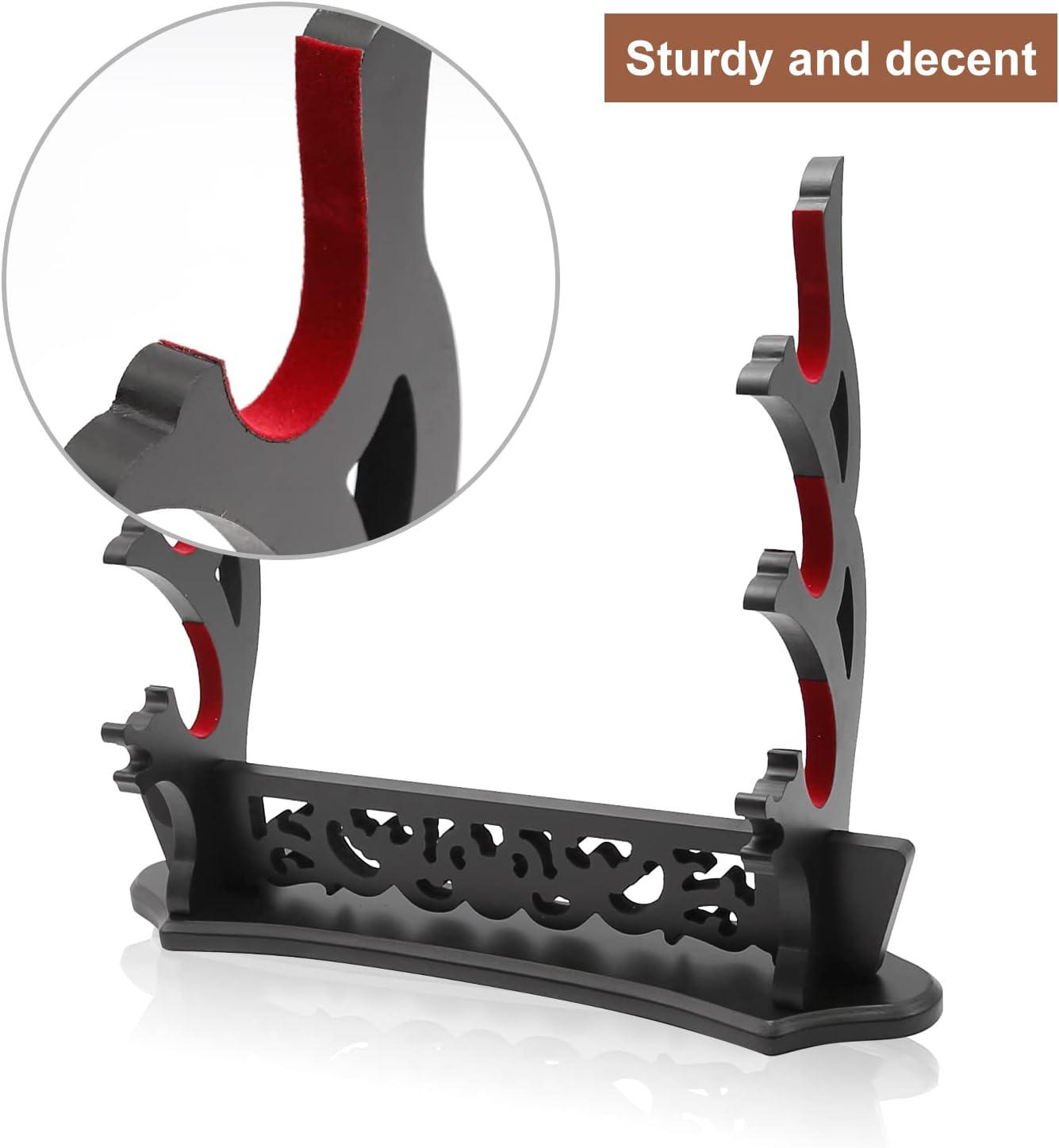 Soporte de espada Katana de vid soporte de espada de tres niveles con acolchado para exhibición de espada samurái japonesa Tanto Rapier Light Saber,