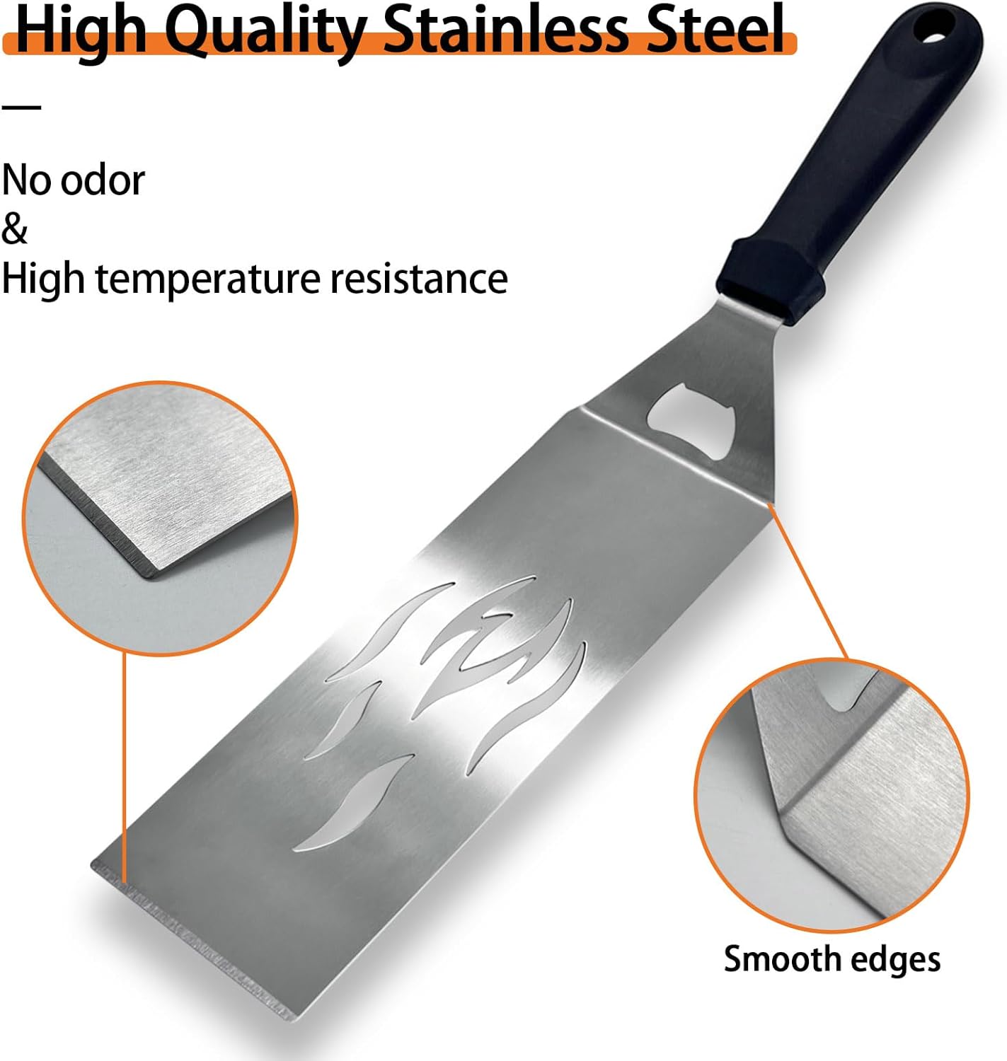Espátula para parrilla de parte superior plana, espátula de parrilla para tapas planas, espátula de acero inoxidable para accesorios Blackstone,
