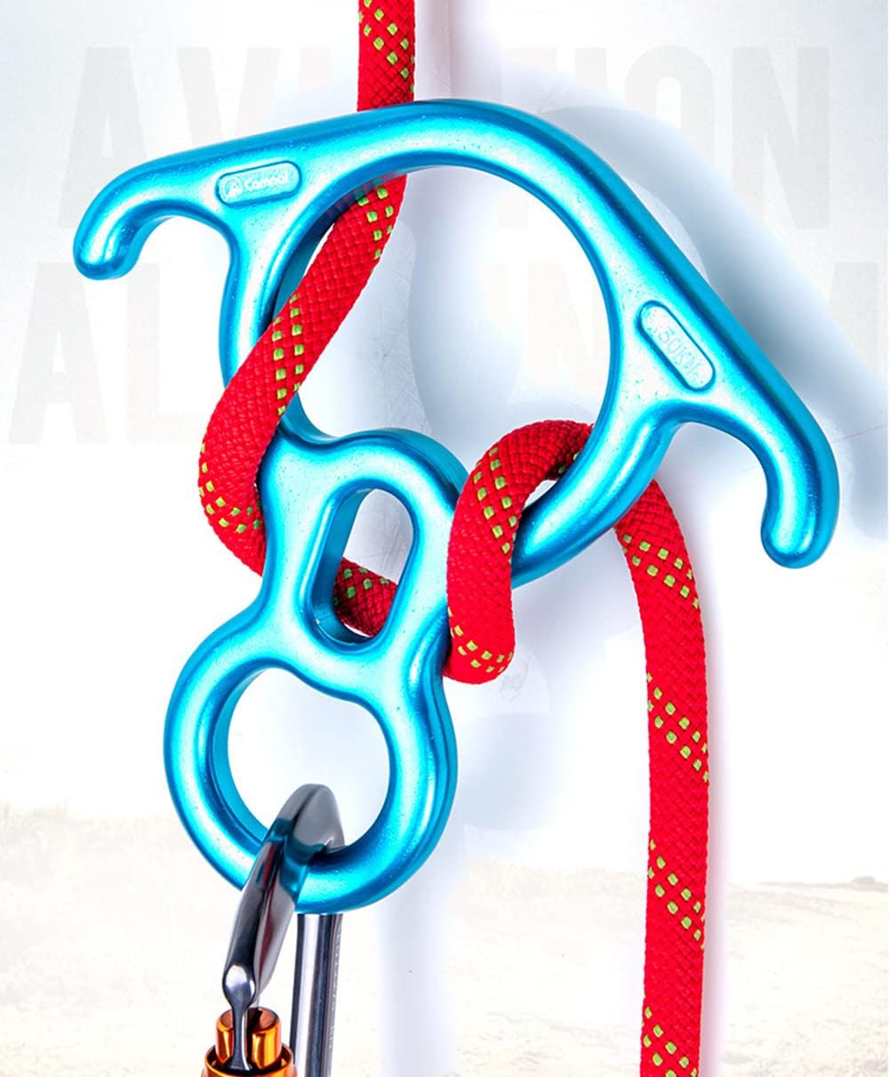 50KN Rescue Figure 8 Descender – Dispositivo de sujeción de oreja doblada grande de aleación de aluminio