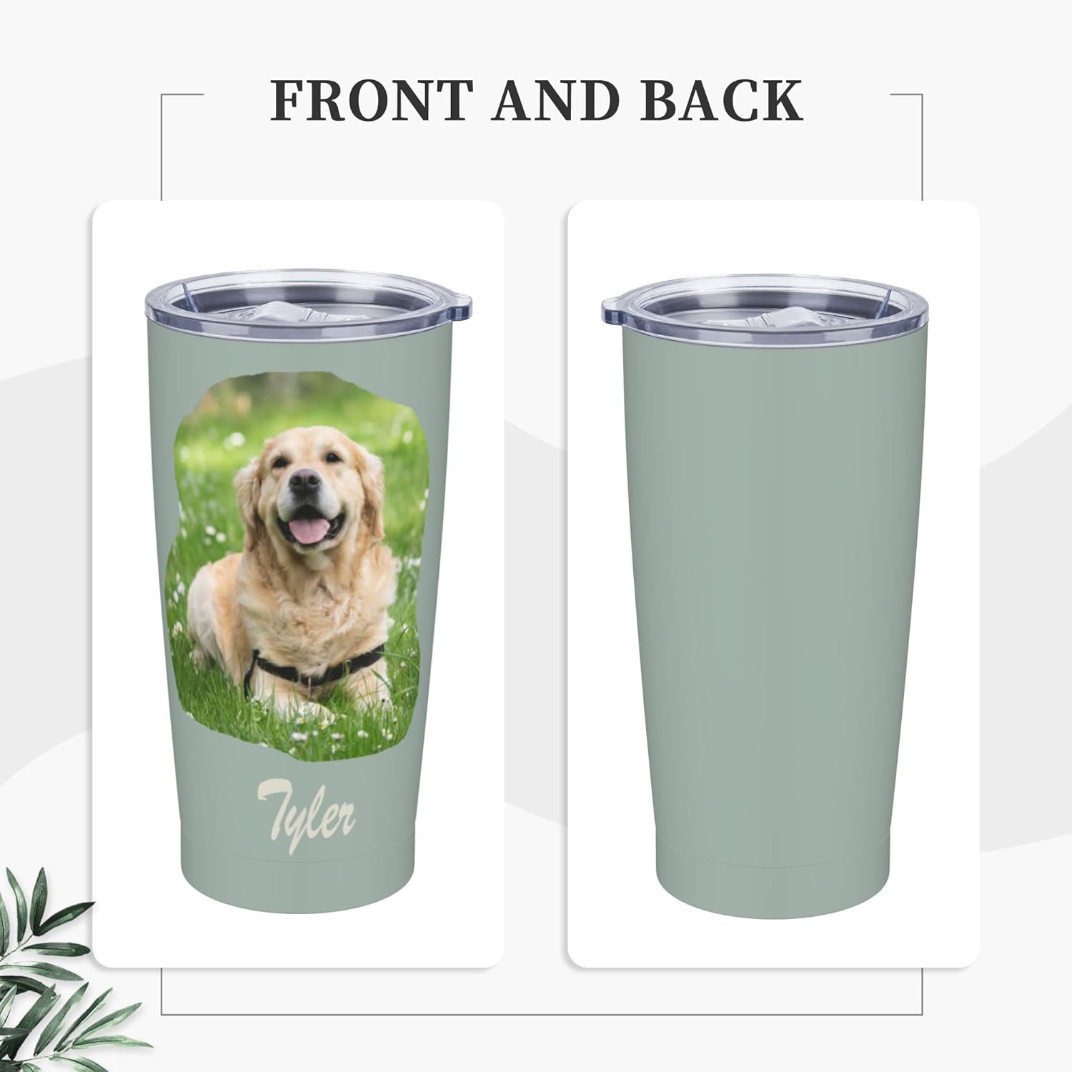 Vaso personalizado para mascotas, vaso personalizado de 20 onzas con foto y nombre de mascota, vaso personalizado para fotos de perros y gatos con