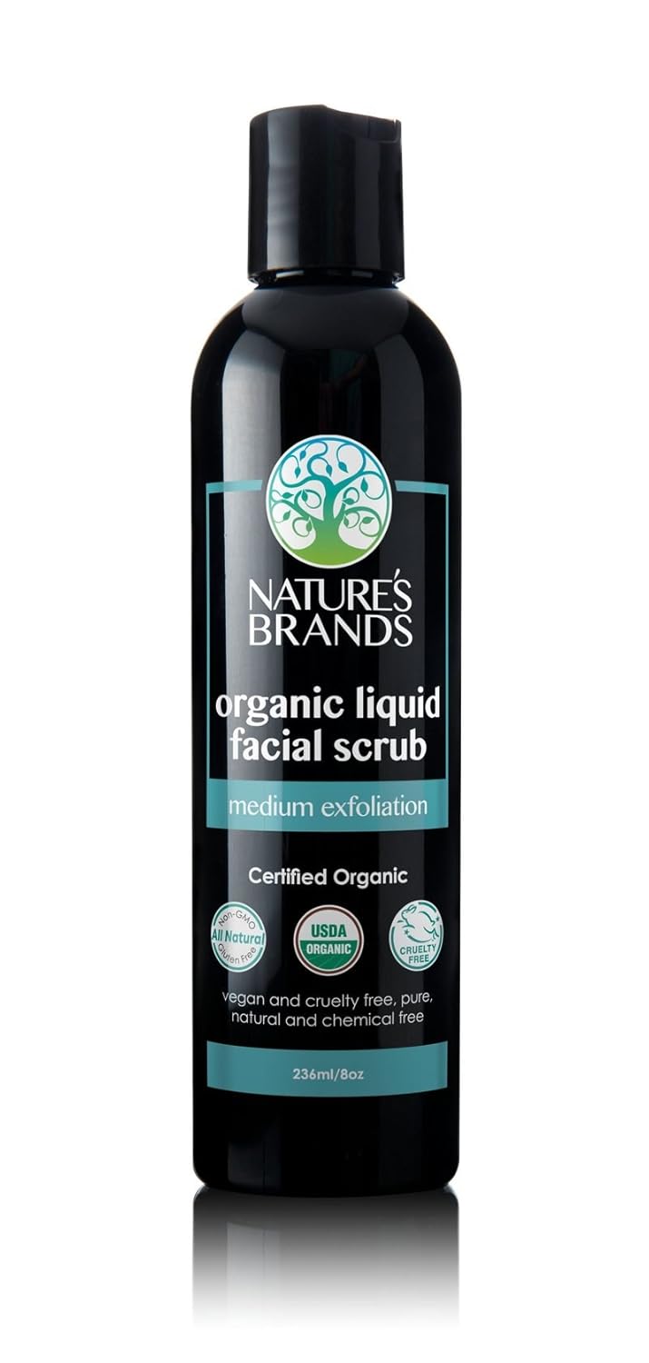 Exfoliante facial líquido orgánico (exfoliación media) por Herbal Choice Mari botella de plástico sin BPA de 8 onzas líquidas