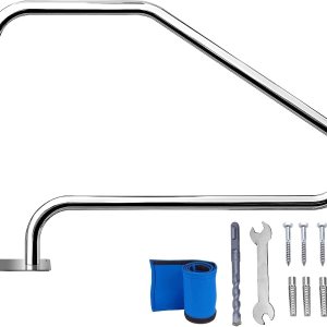 Barandilla para piscina, barandilla de acero inoxidable para piscina, capacidad de carga de 300 libras, rieles de piscina enterrados con cubierta de Barandilla para piscina, barandilla de acero inoxidable para piscina, capacidad de carga de 300 libras, rieles de piscina enterrados con cubierta de
