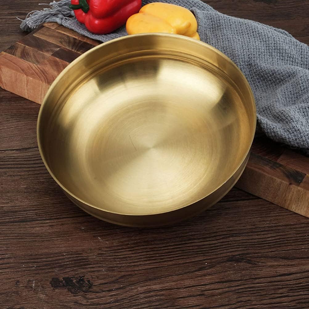 Hemoton Cuenco de acero inoxidable coreano Bibimbap Tazón de arroz de metal Tazón de cereales Tazón de servir para sopa Arroz Helado Bocadillos