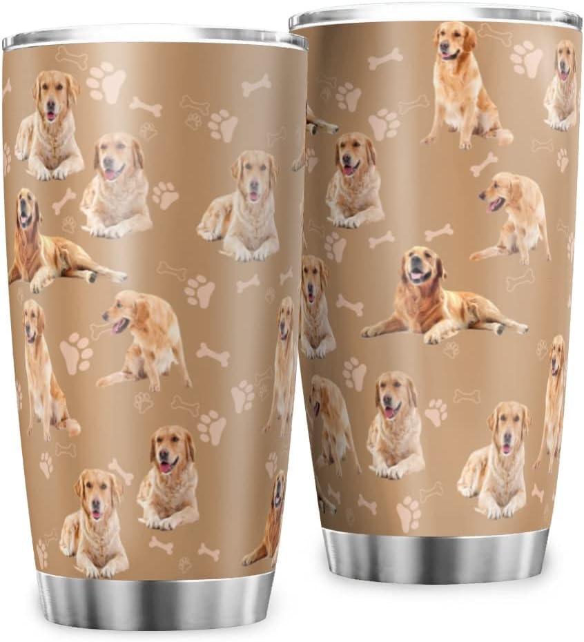 Golden Retriever – Vaso con tapa deslizante a prueba de salpicaduras, tazas de café de acero inoxidable, taza de viaje al vacío de doble pared para