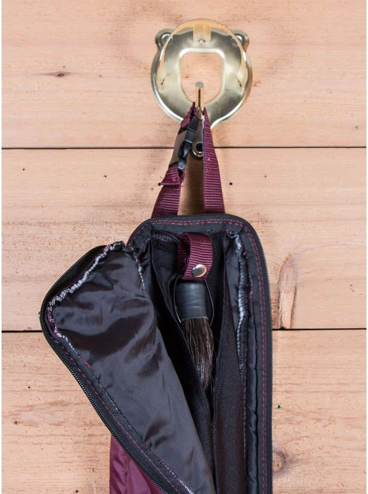 Bolsa de cola de caballo falsa de lujo  Color borgoña  Protege la cola de caballo falsa  Cremallera de longitud completa  Manga de licra sin enredos