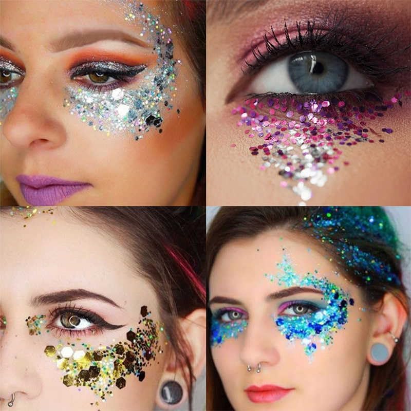 Brillantina corporal gruesa y fina de alta capacidad con gel para conciertos de cantante, maquillaje de fiesta rave, secado rápido y de larga