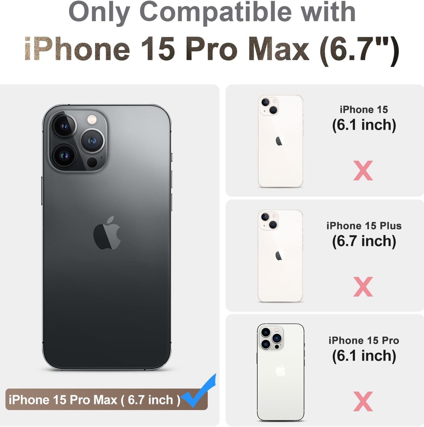 CANSHN Paquete de 3+3 protectores de pantalla compatibles con iPhone 15 Pro Max