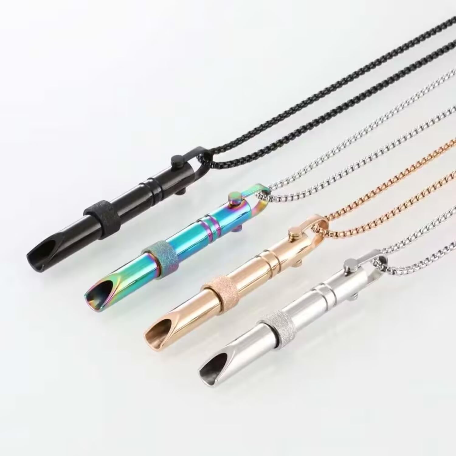 Collar de ansiedad, collar de respiración silenciosa, collares de ansiedad para mujeres y hombres, collar de respiración consciente (oro rosa), No