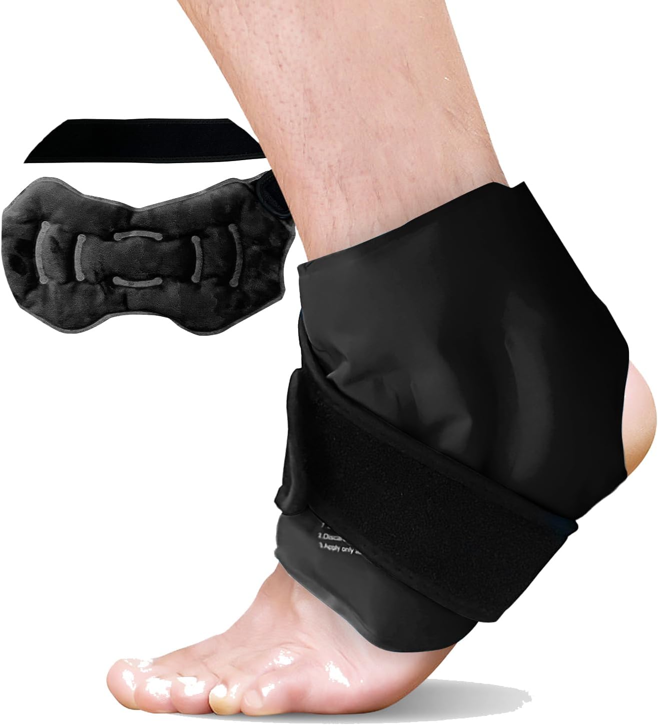 Bolsa de hielo de tobillo para hinchazón, bolsa de hielo de gel reutilizable para lesiones de tobillo, terapia de compresión fría para aliviar el