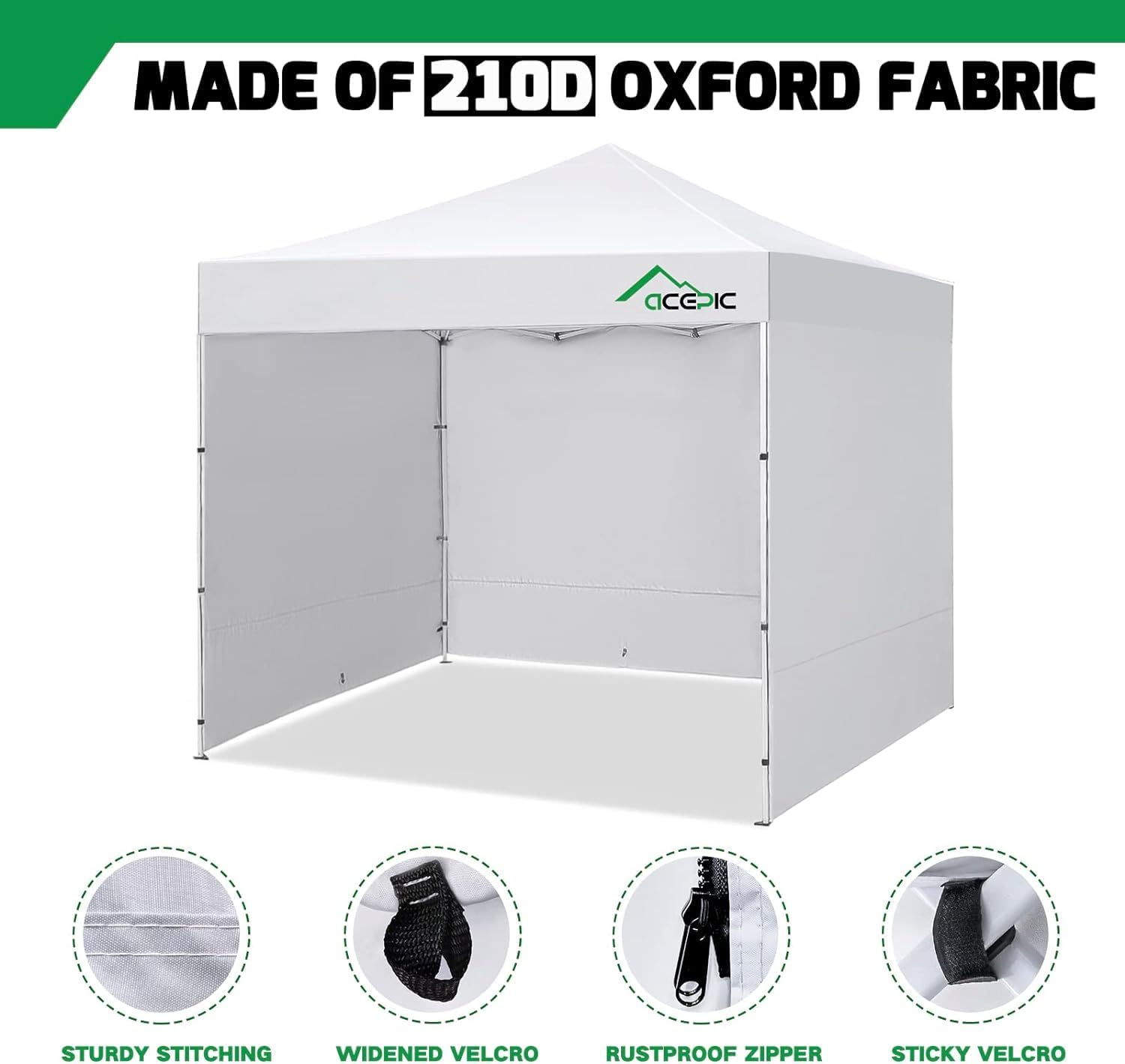 Paredes laterales de tienda de campaña instantánea para toldo desplegable de 10 x 10 pies, impermeable 210D, paredes laterales de 3 piezas, gris