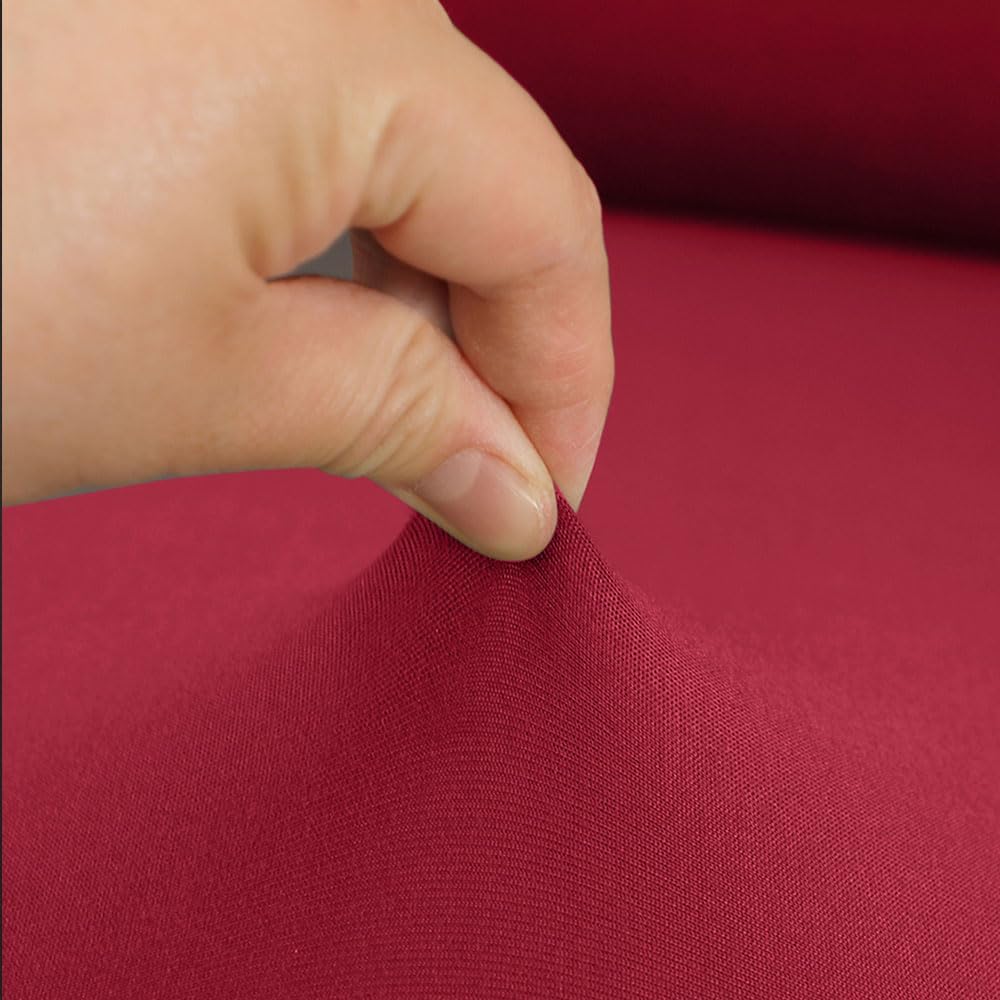 Morbuy Funda impermeable para silla con respaldo de ala, 2 piezas, lavable, elástica, con brazos, para sala de estar, dormitorio (rojo borgoña)