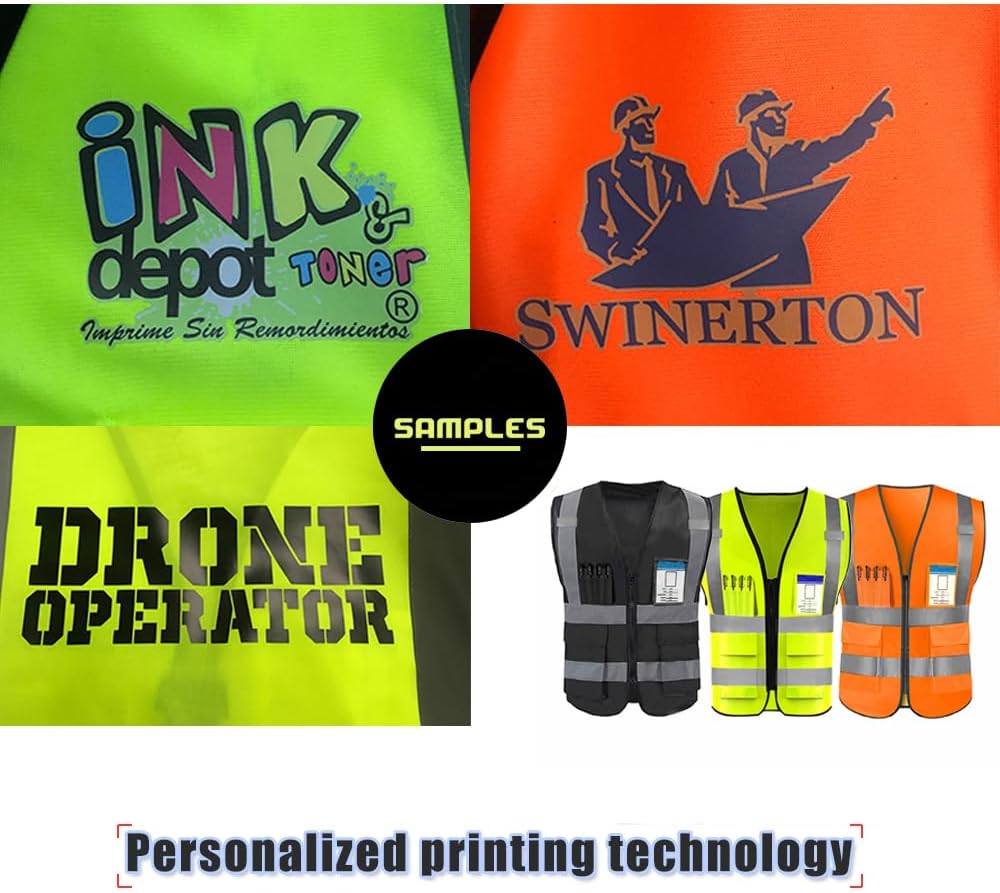 YOWESHOP Chaleco de seguridad de alta visibilidad reflectante personaliza tu logotipo ropa de trabajo de seguridad con tiras reflectantes y bolsillos