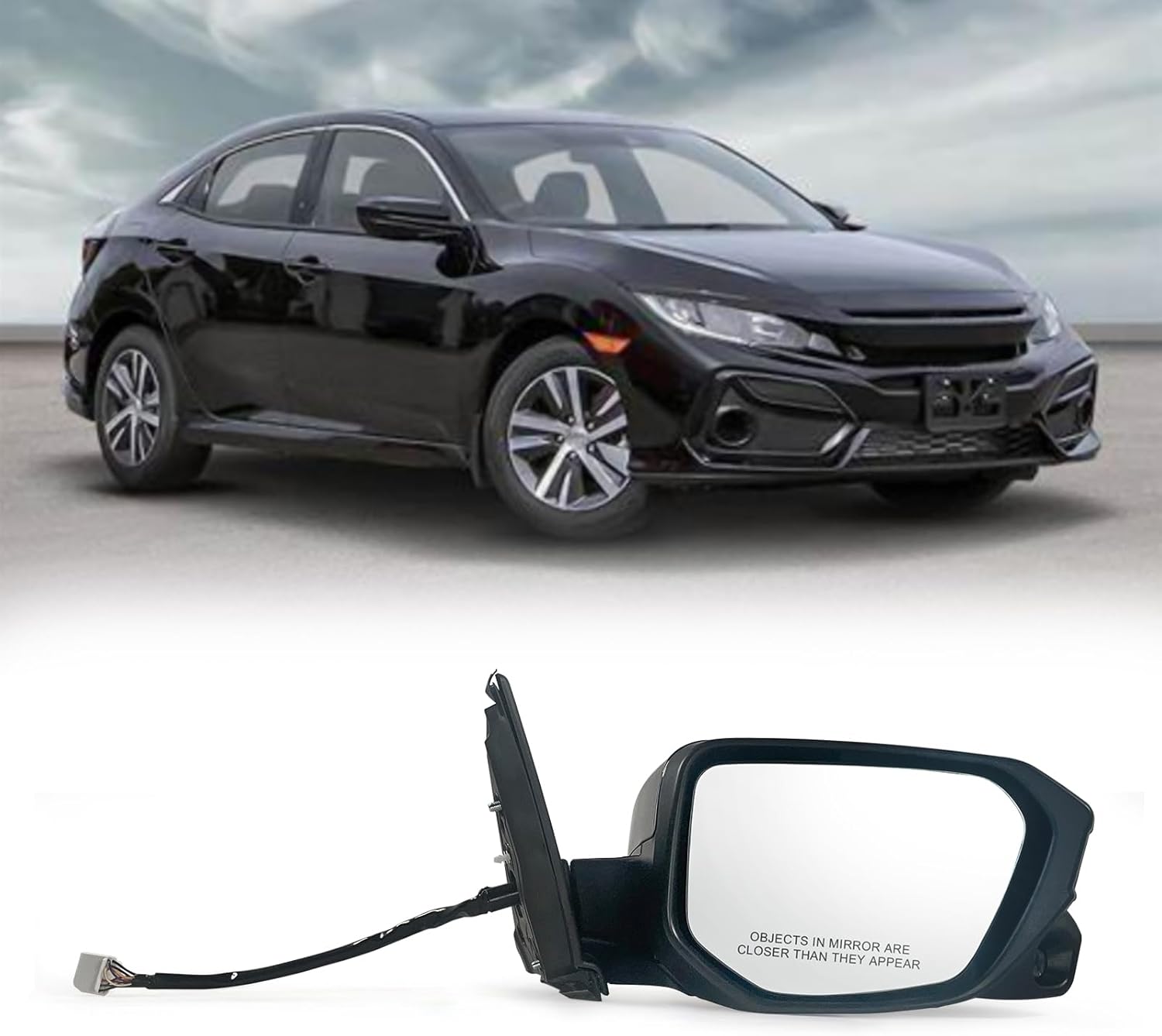 Espejo de puerta lateral derecha del pasajero compatible con Honda Civic Sedancoupehatchback LxExSport 2016-2021 con calefacción eléctrica y cámara