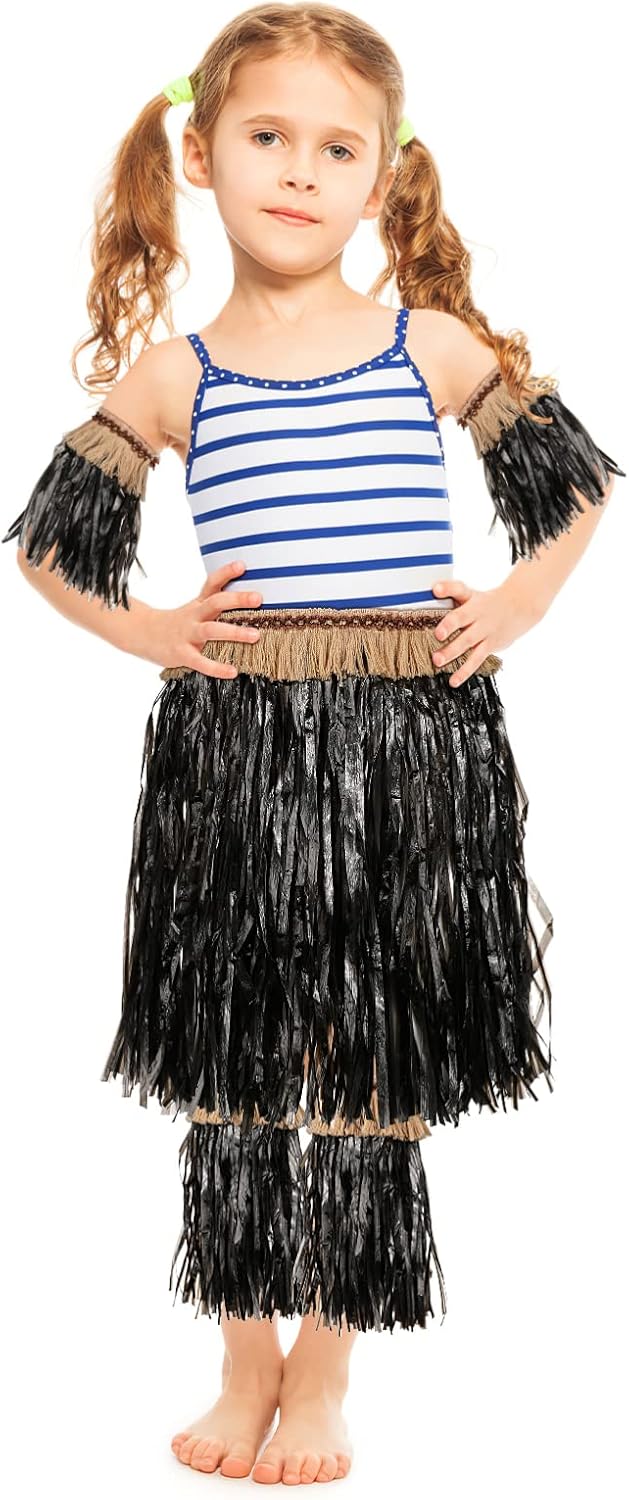 Abaodam Faldas hawaianas Luau Hula, juego de faldas de hierba negra, decoraciones de fiesta, suministros para fiestas de disfraces, cumpleaños,