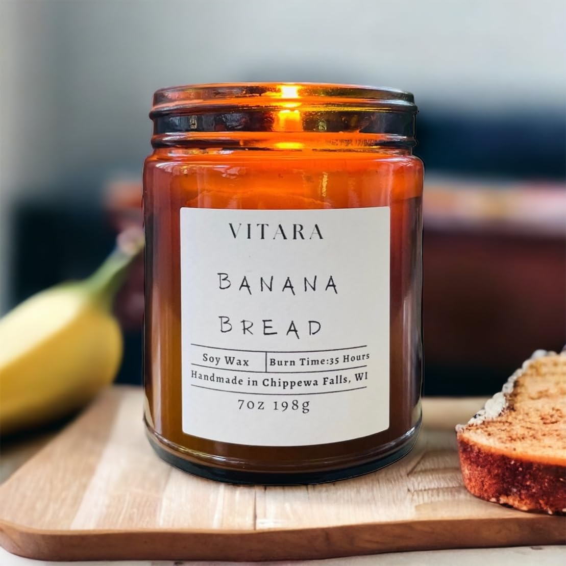 Vitara Candle Company Soy Natures Walk Banana Bread Hand-Poured Aromatherapy Candles Gifts for Women, Men, Ideas for Birthdays, Holidays, Relaxation