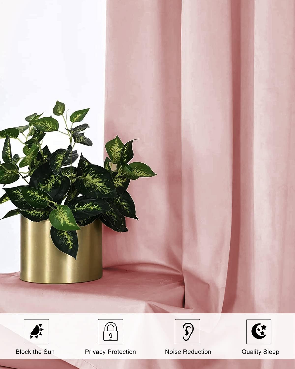 Cortinas de terciopelo rosa de 63 pulgadas con ojales, cortinas de terciopelo rosa supergruesas, con aislamiento térmico, reducción de ruido, para