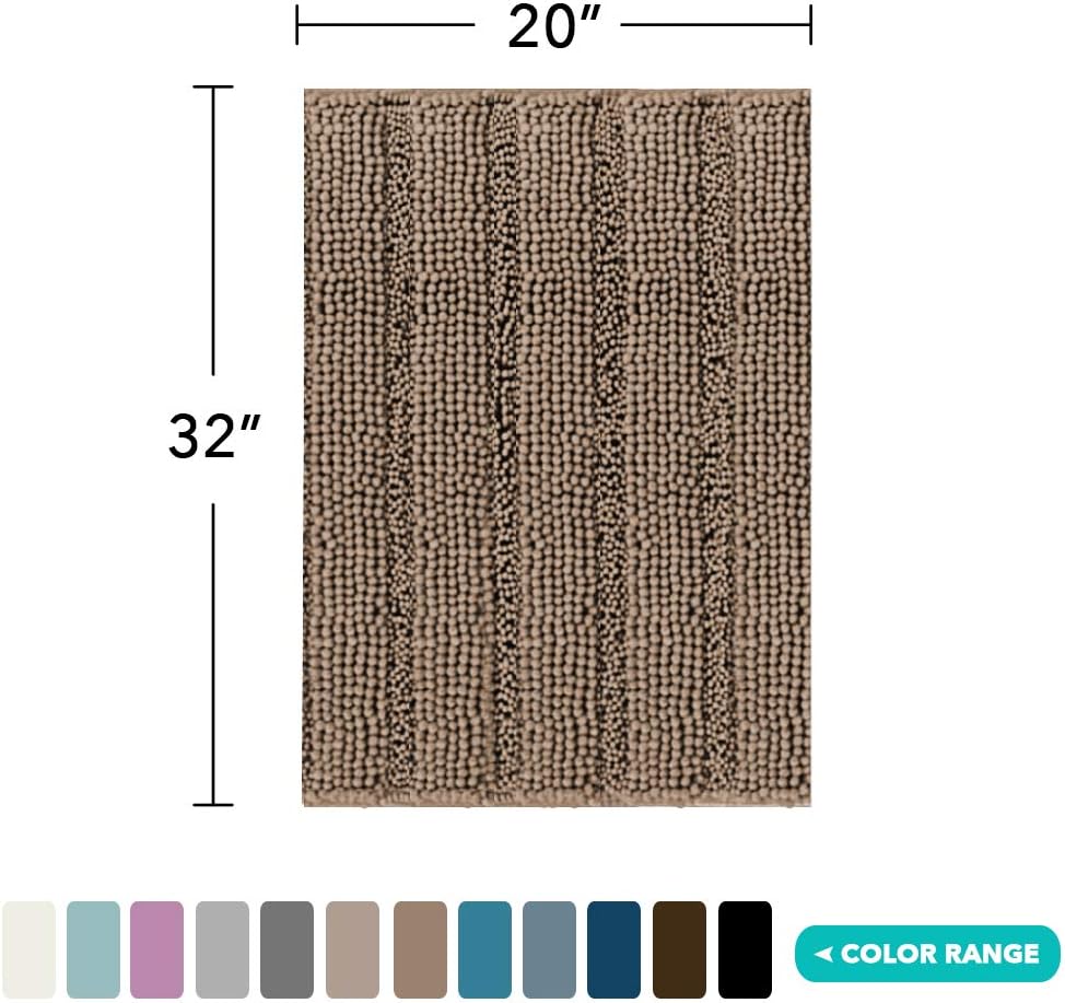Turquoize Tapetes de baño de felpilla lanudos, para dormitorio, 1 pieza, antideslizante, súper absorbente, lavable, 20 x 32 pulgadas, color marrón