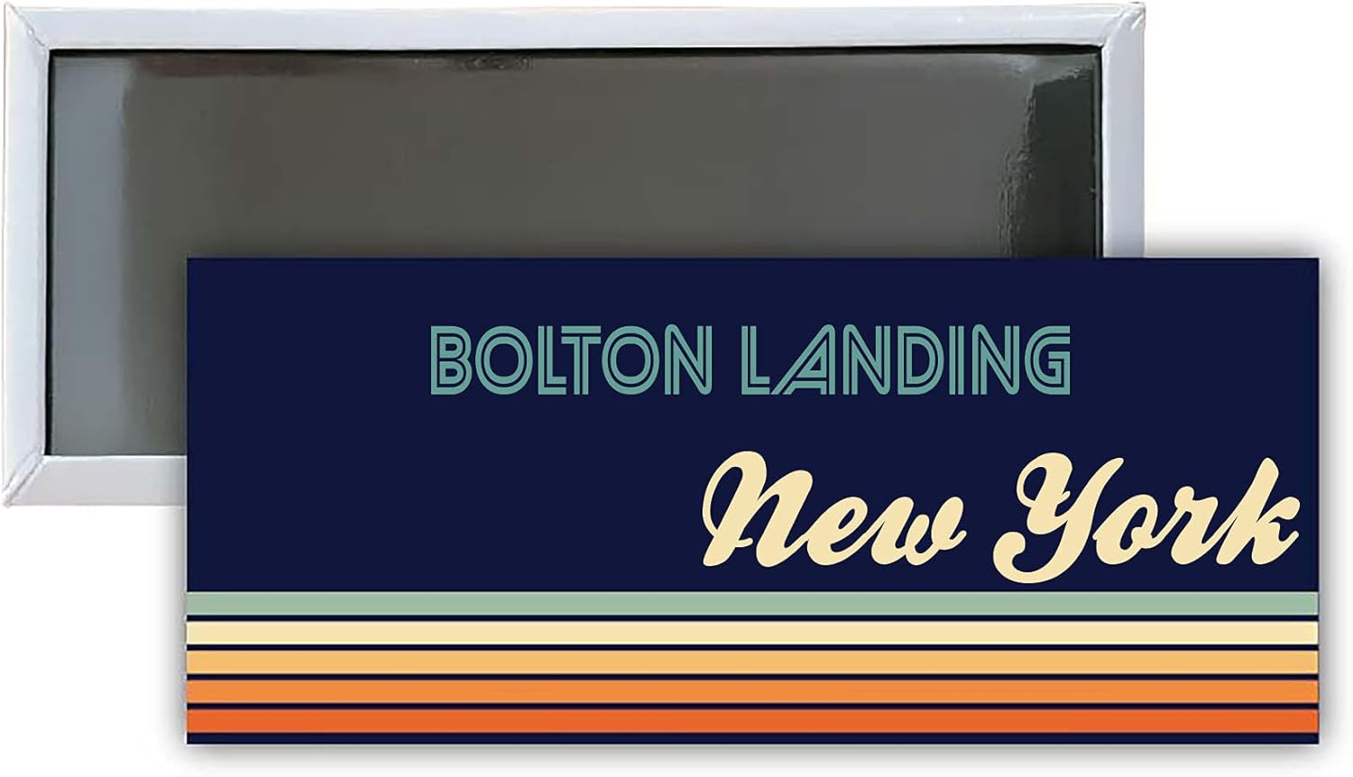 Bolton Landing New York Souvenir – Imán rectangular para nevera, 4.75 x 2 pulgadas, diseño retro