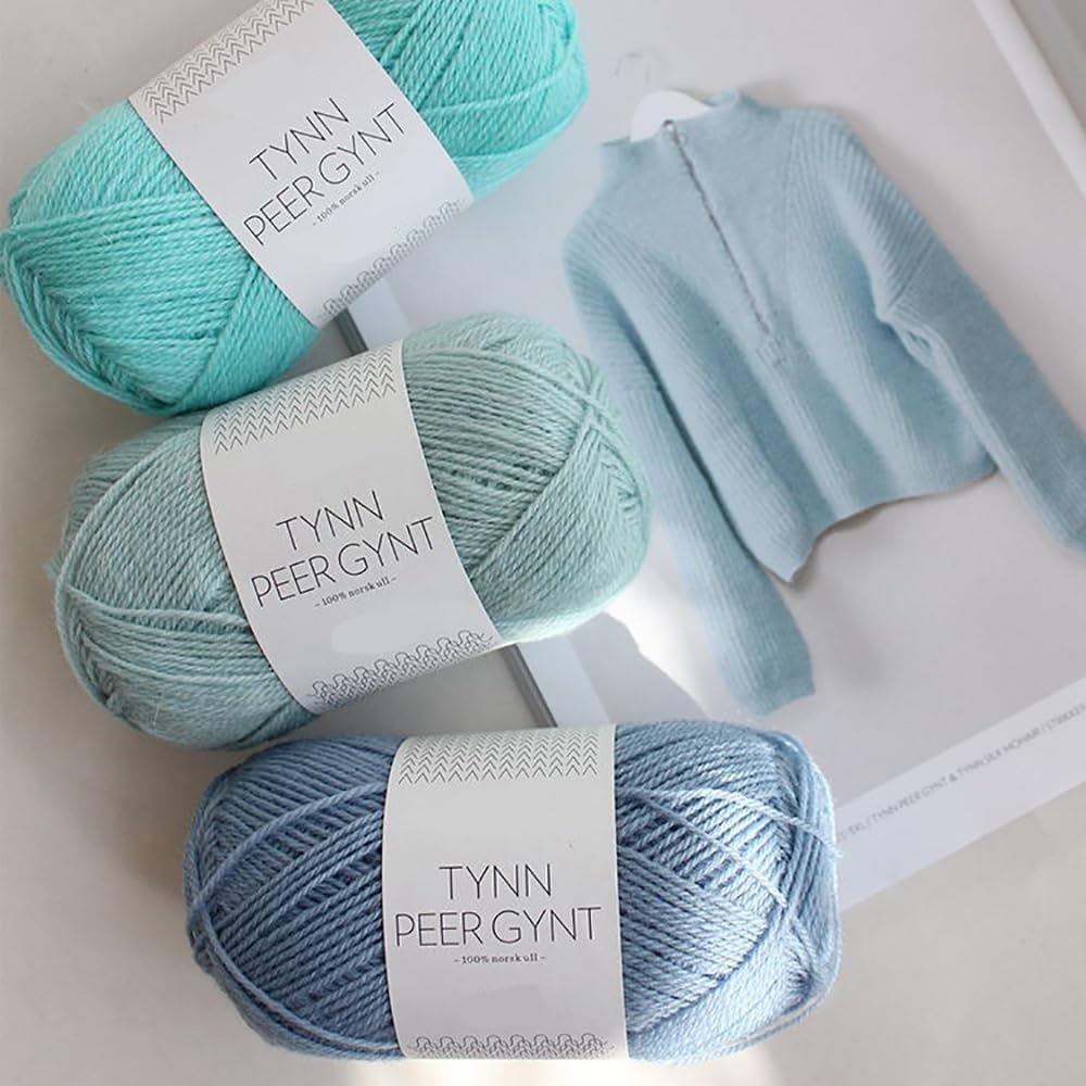 Yarn Ave Hilo para tejer 100% lana noruega, de 3 capas, peso para dedos, suave, cálido, ligero, para chaleco sin botones, para hombres, mujeres y