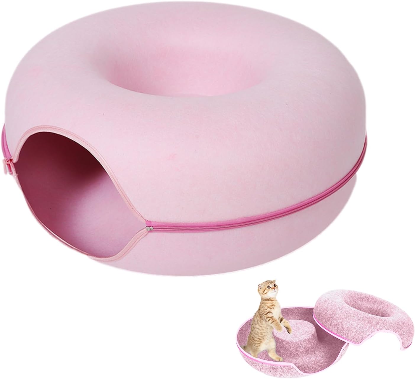 Cama de túnel para gatos, nido para gatos disponible en las cuatro estaciones, juguete de tubo de fieltro redondo desmontable con agujero para