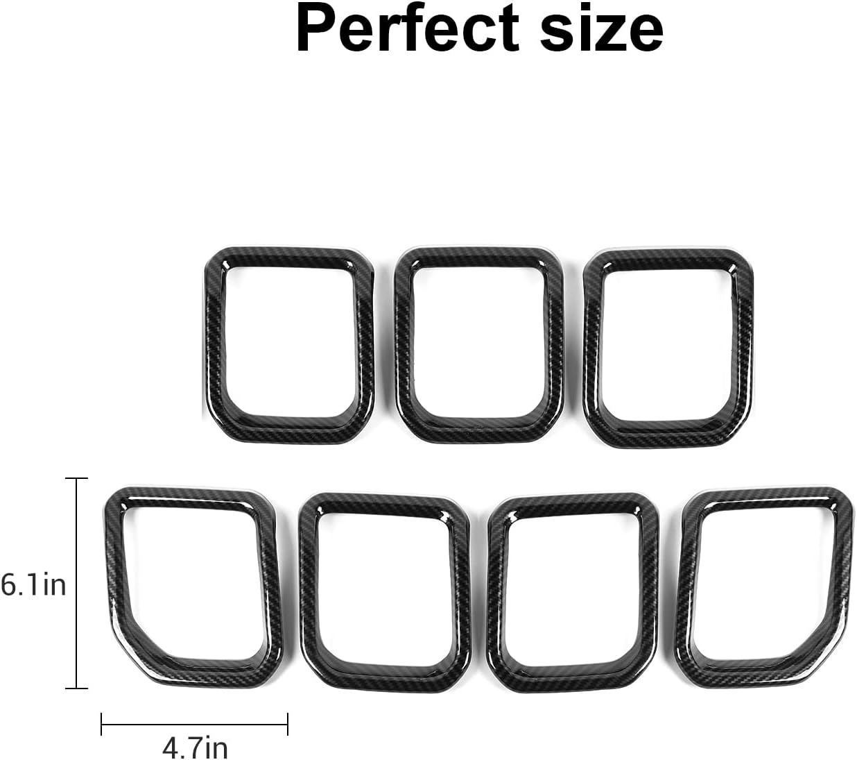 CheroCar para Jeep Compass Rejilla Insertos Cubierta de parrilla delantera Accesorios exteriores para Jeep Compass 2021-2023, fibra de carbono..