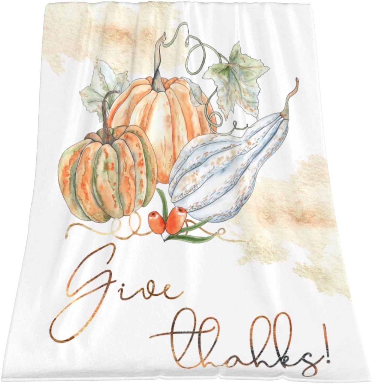 Manta de calabaza Thinksgiving otoño para cama de 50 x 60 pulgadas, suave, ligera, esponjosa y cálida para sofá para todas las estaciones, funda