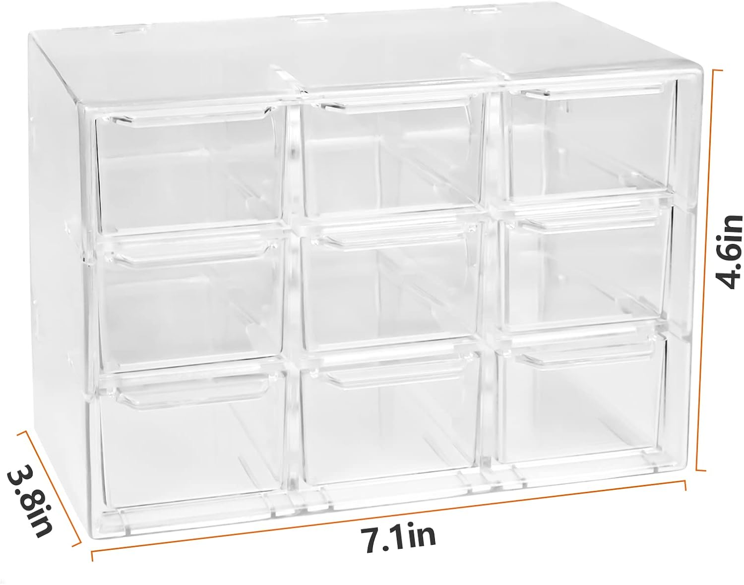 Organizador de escritorio transparente con cajones, mini suministros de oficina y estuche de almacenamiento de joyas, 9 cajones