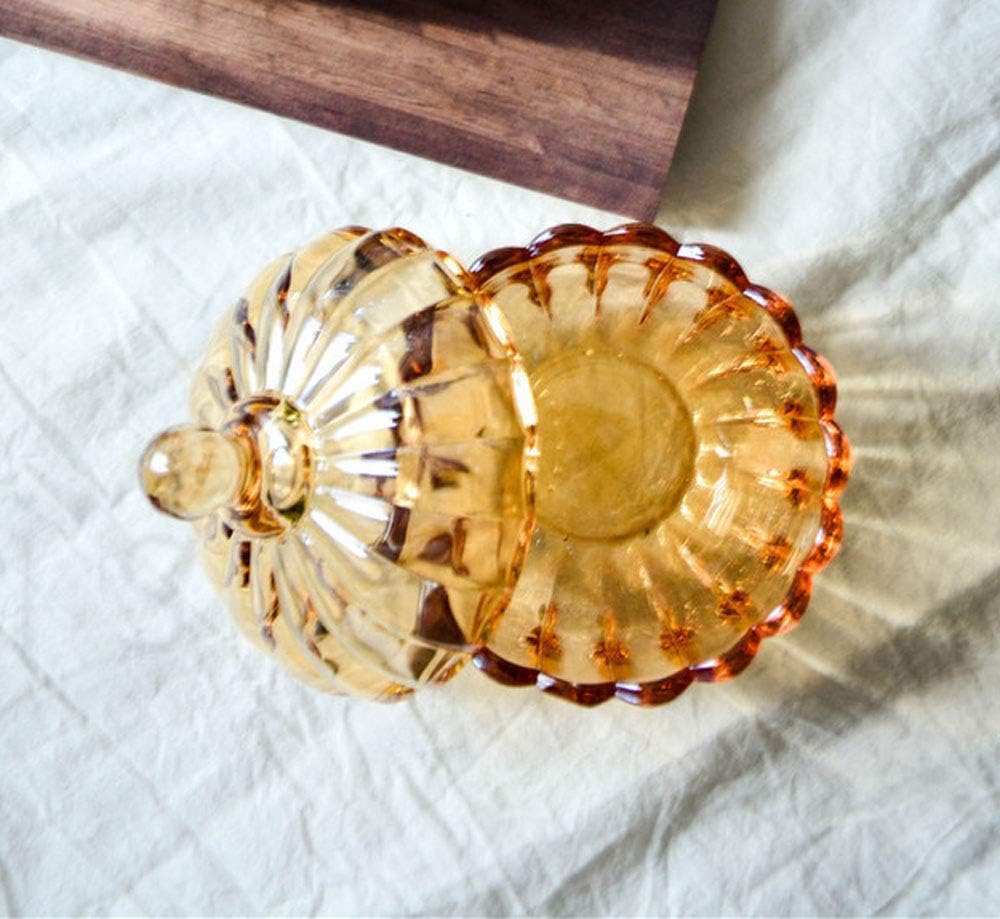 FUYU Tarro de caramelo de cristal de calabaza Caja de aperitivos Tarro de almacenamiento de vidrio con