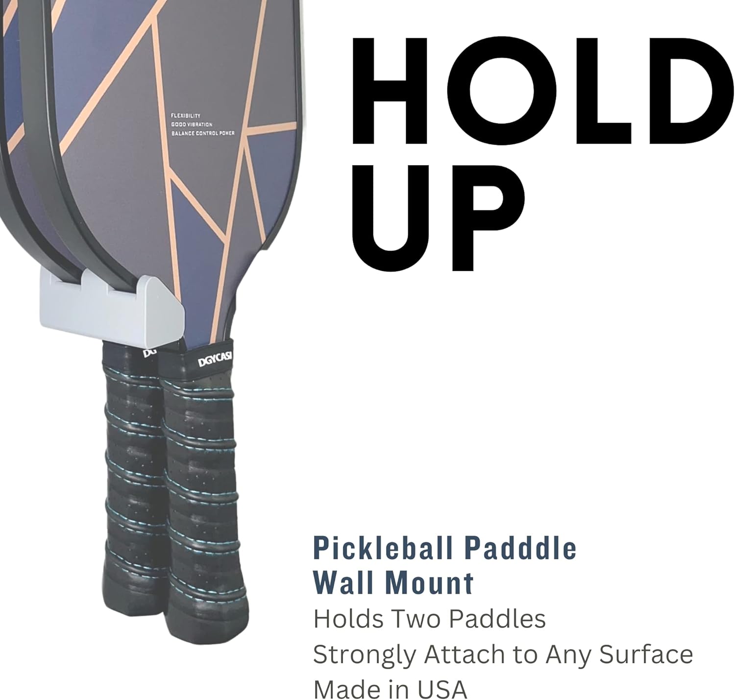 Soporte de pared de paleta de pickleball  Capacidad para dos raquetas  Accesorio para juegos de paletas de pickleball  Fabricado en Estados Unidos