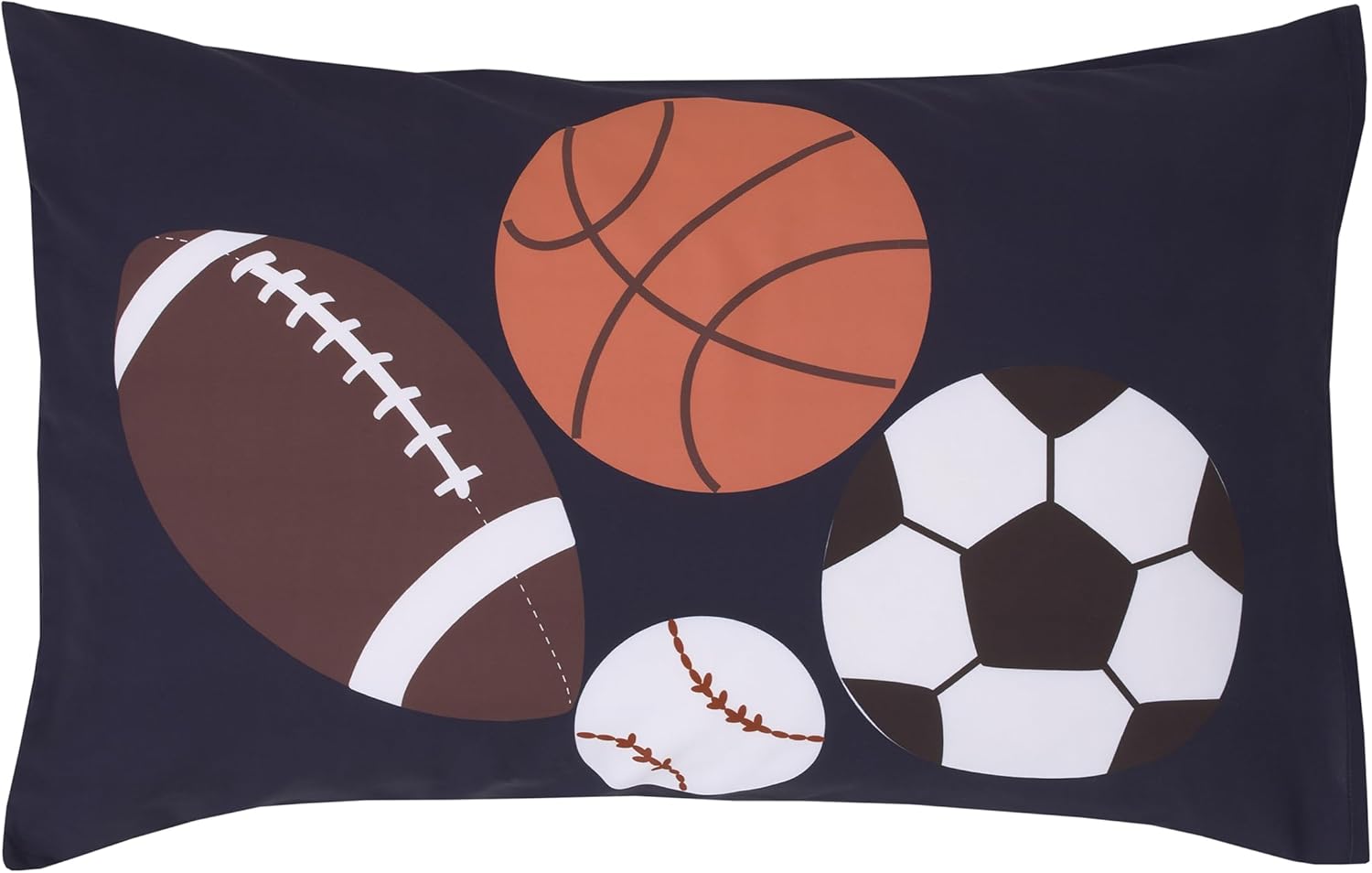 Everything Kids Sports – Juego de cama Allstar de 4 piezas para niños pequeños, gris, azul marino, naranja y marrón, edredón, sábana bajera