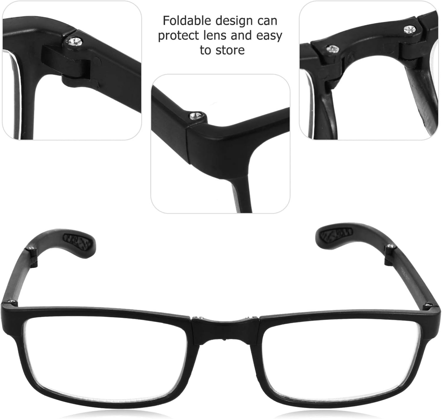 EXCEART – 1.0 gafas de miopía plegables gafas de lectura negras gafas de larga distancia con estuche portátil