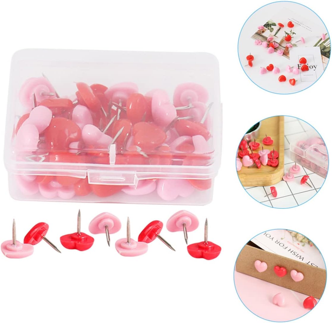 Abaodam 12 Boxes Thumbtack Accesorios para Escritorio Thumb Tacks Heart Shaped Push Pin Map Accessories Bulletin Board Push Pin Pushpins Home Supply