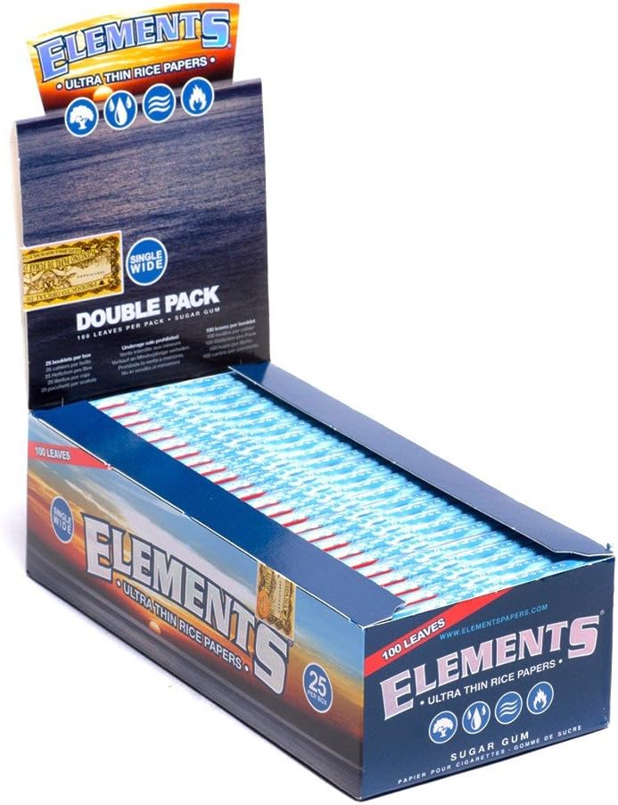 Elements Papel de liar de arroz ultrafino de 2.756 in con ventana doble de ancho individual (paquete de 25)