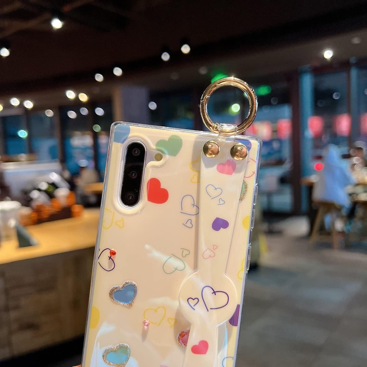 Lastma Funda para Samsung Galaxy Note 10 linda con correa de muñeca, función atril para Galaxy Note 10, funda con purpurina brillante de dibujos