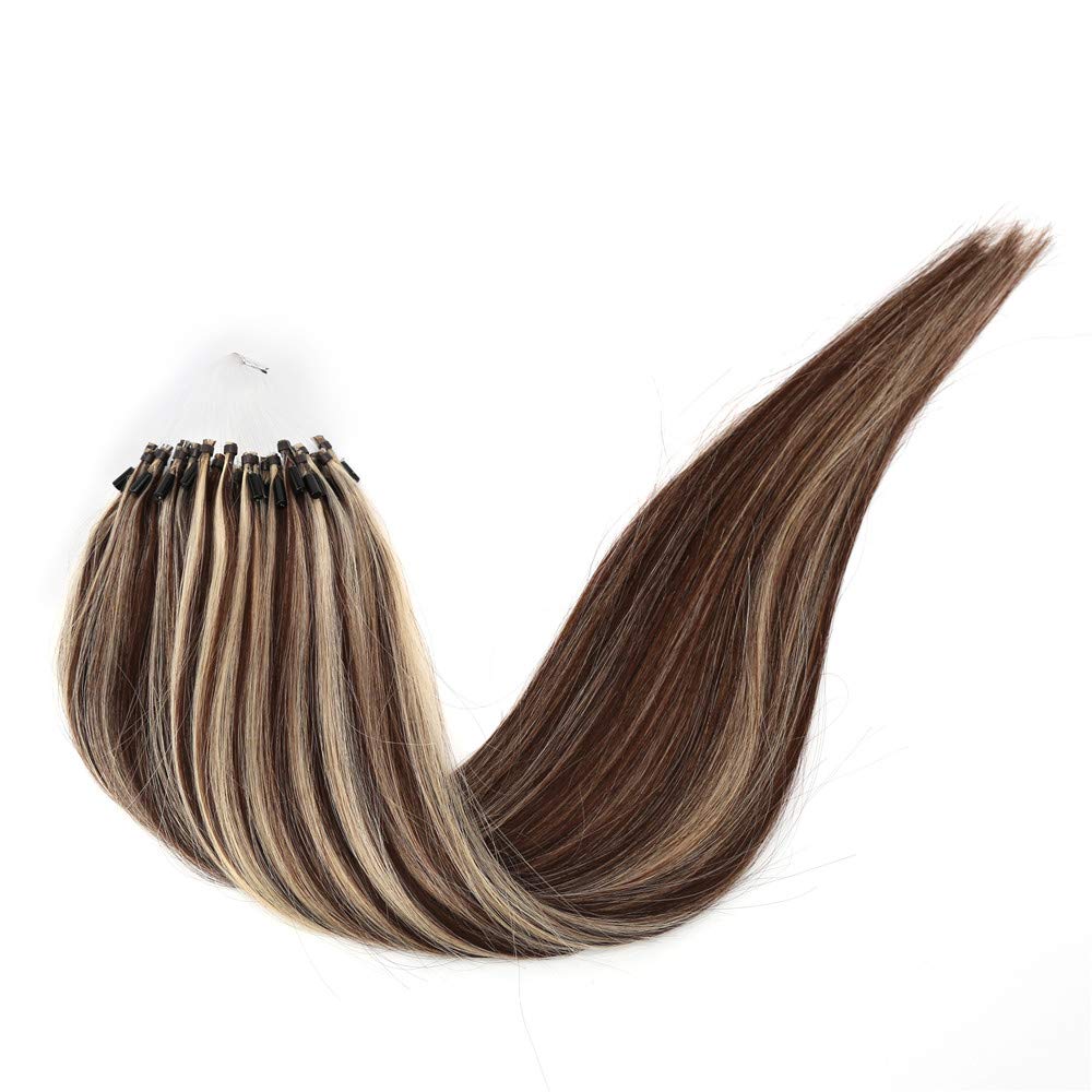 Kun Na – Extensiones de cabello humano Remy con microanillos y sedosas, lacio, 0.04 ozhebra, 1.76 oz (18 pulgadas, #P4613)