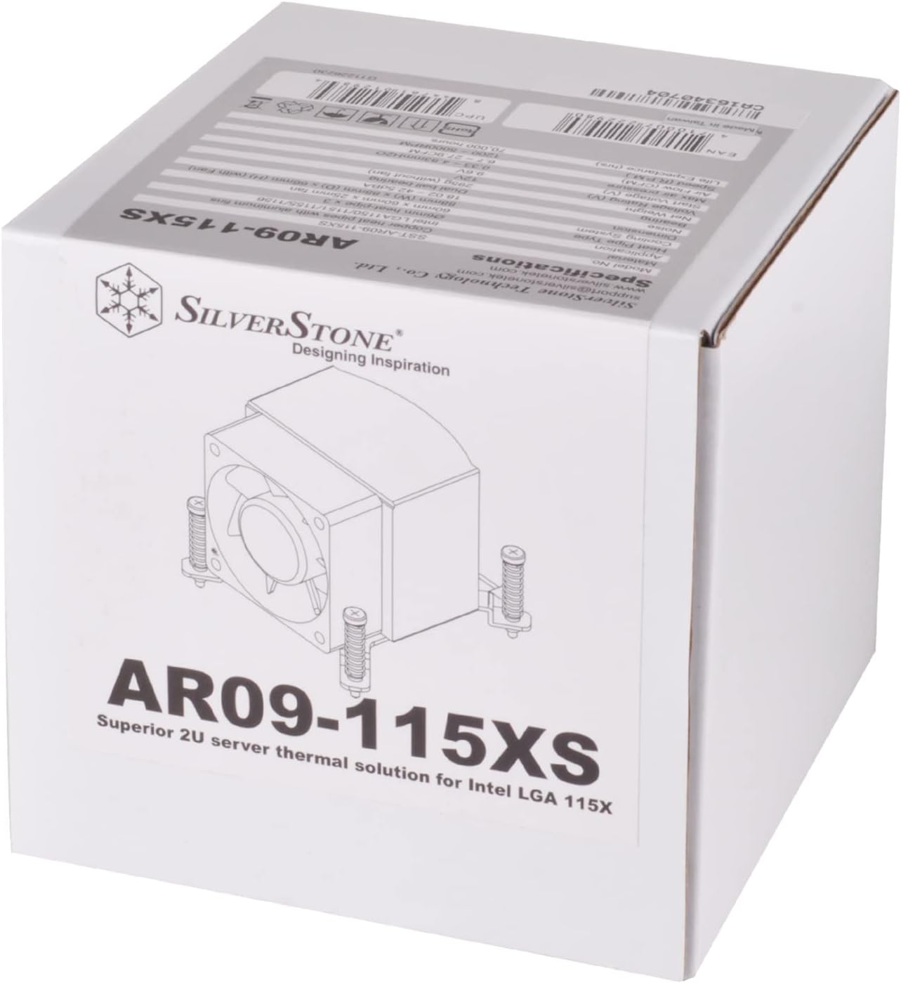 SilverStone Technology AR09-115XS 2U Servidor de montaje en bastidorpequeño factor de forma Intel CPU Cooler con soporte de tornillo, SST-AR09-115XS