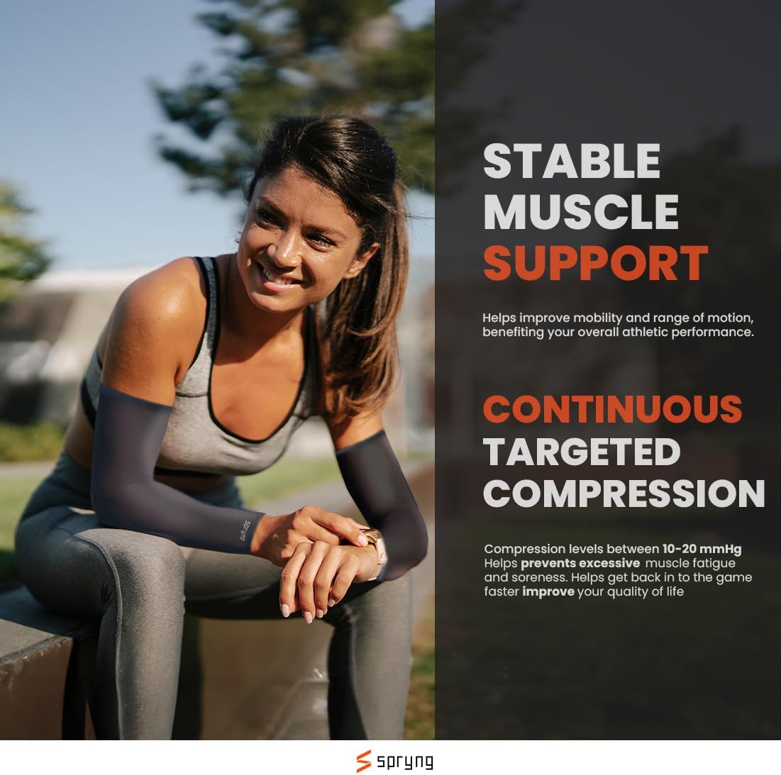 SPRYNG Statix – Mangas de compresión de brazo completo para hombres y mujeres, mantiene la forma, no se enrolla hacia abajo, mangas de brazo para