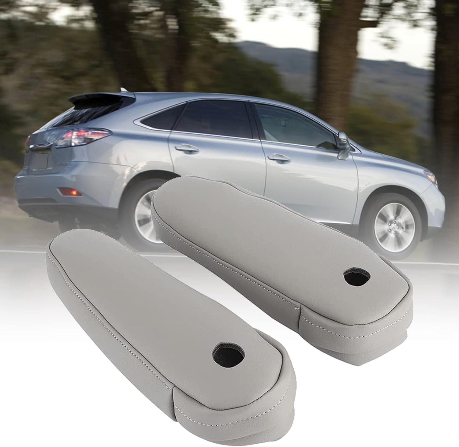 2 fundas de repuesto de cuero gris para reposabrazos compatibles con Lexus RX 300 330 350 2003 2004 2005 2006 2007 2008 2009 (solo parte de cuero)