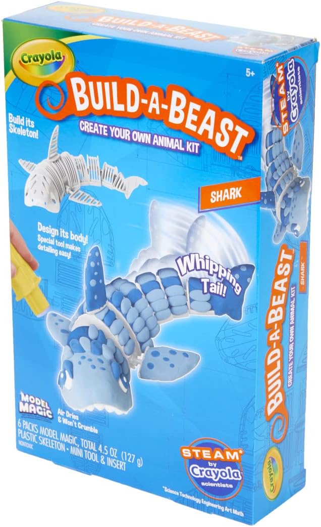 Crayola Build A Beast Shark, modelo Magic Craft Kit, regalo de Pascua para niños, 5, 6, 7, 8