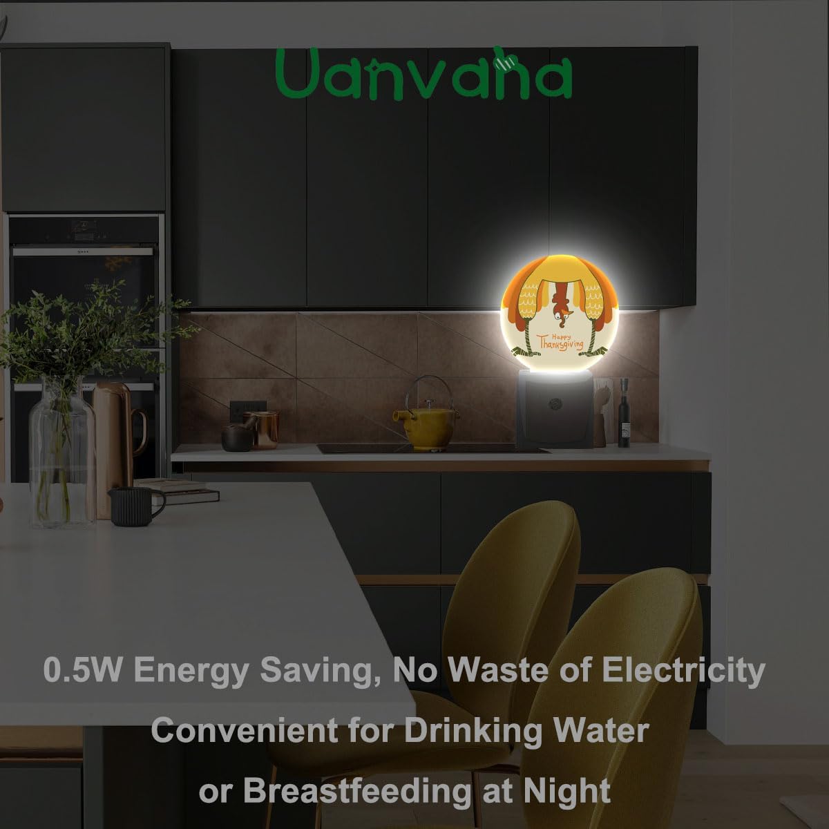 Divertida luz nocturna decorativa de pavo con enchufe para el día de Acción de Gracias, lámpara LED automática de ahorro de energía, luces redondas,