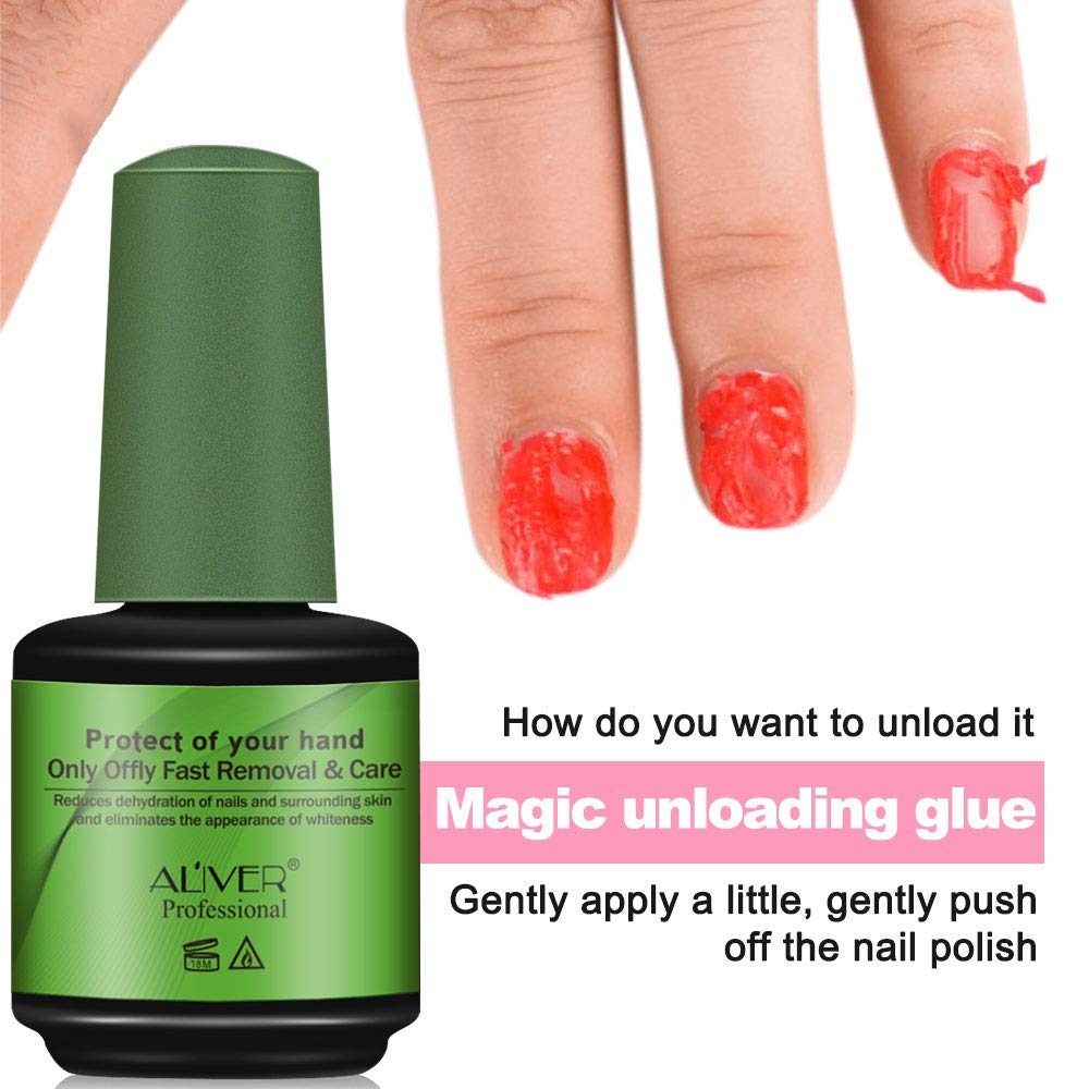 Kit profesional de removedor de esmalte de uñas de gel, solución de remojo rápida y fácil para uñas de gel en 2-3 minutos, incluye empujador de