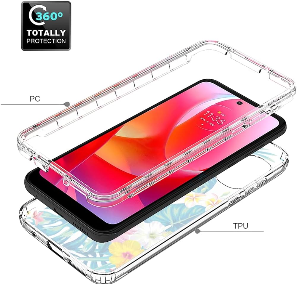 Funda para Moto G Power 2022 con protector de pantalla de vidrio templado, cuerpo completo, a prueba de golpes, transparente, suave, funda