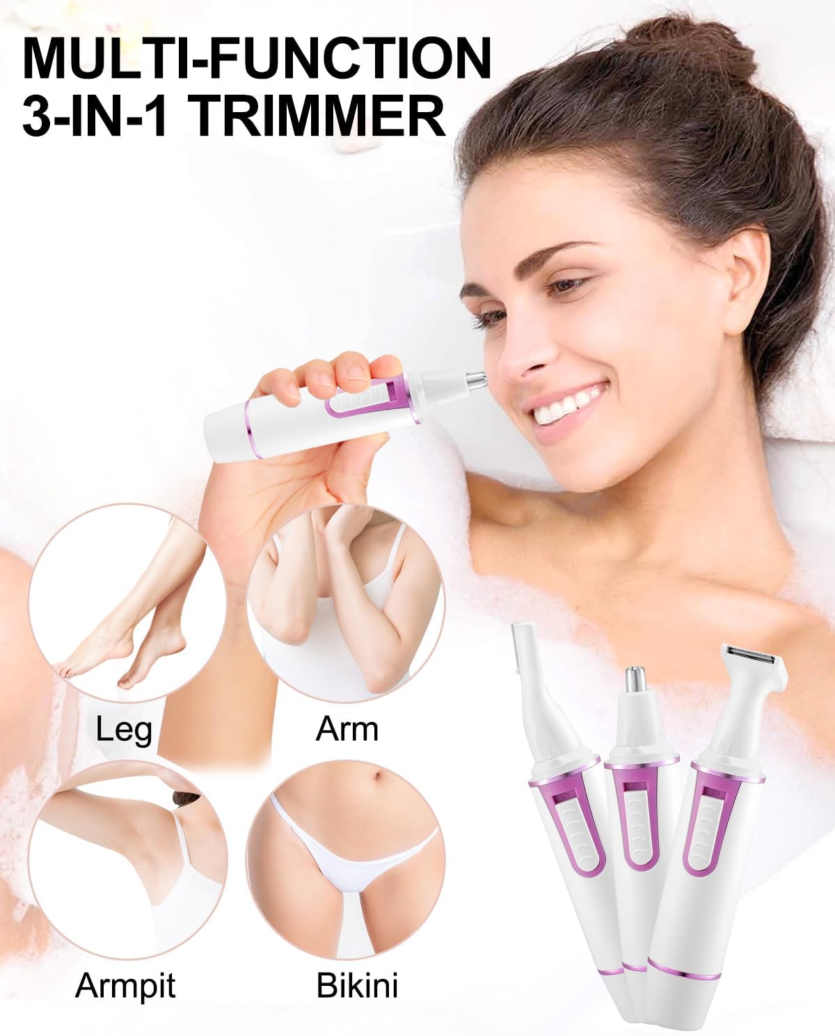 AREYZIN Recortadora de pelo de nariz para mujer, recargable, para cejas y vello facial para hombres, recortadora de nariz profesional sin dolor con